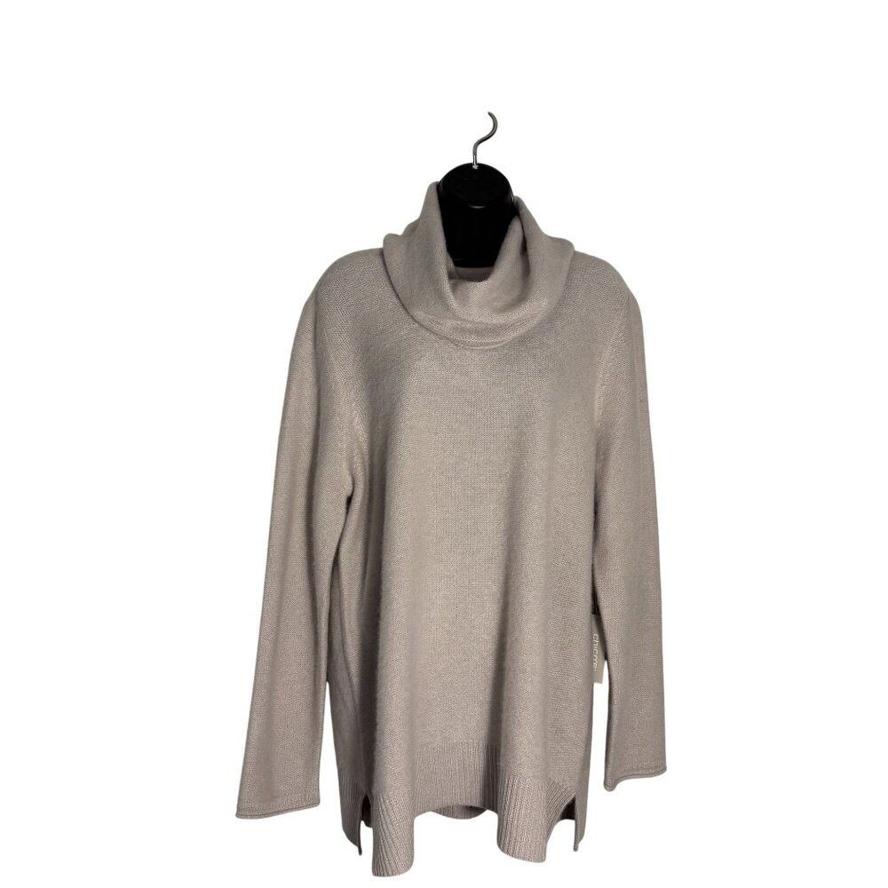 Chicos Beige Cowl Neck Long Sleeve Sweater Size 3 (16) Ribbed Hem 100 % Cashmere - Picture 2 of 12